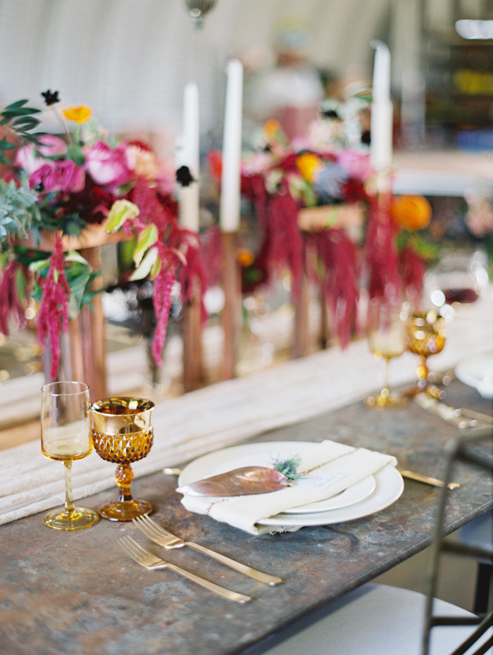Mirelle Carmichael Photography - Burgundy & Copper Wedding Table