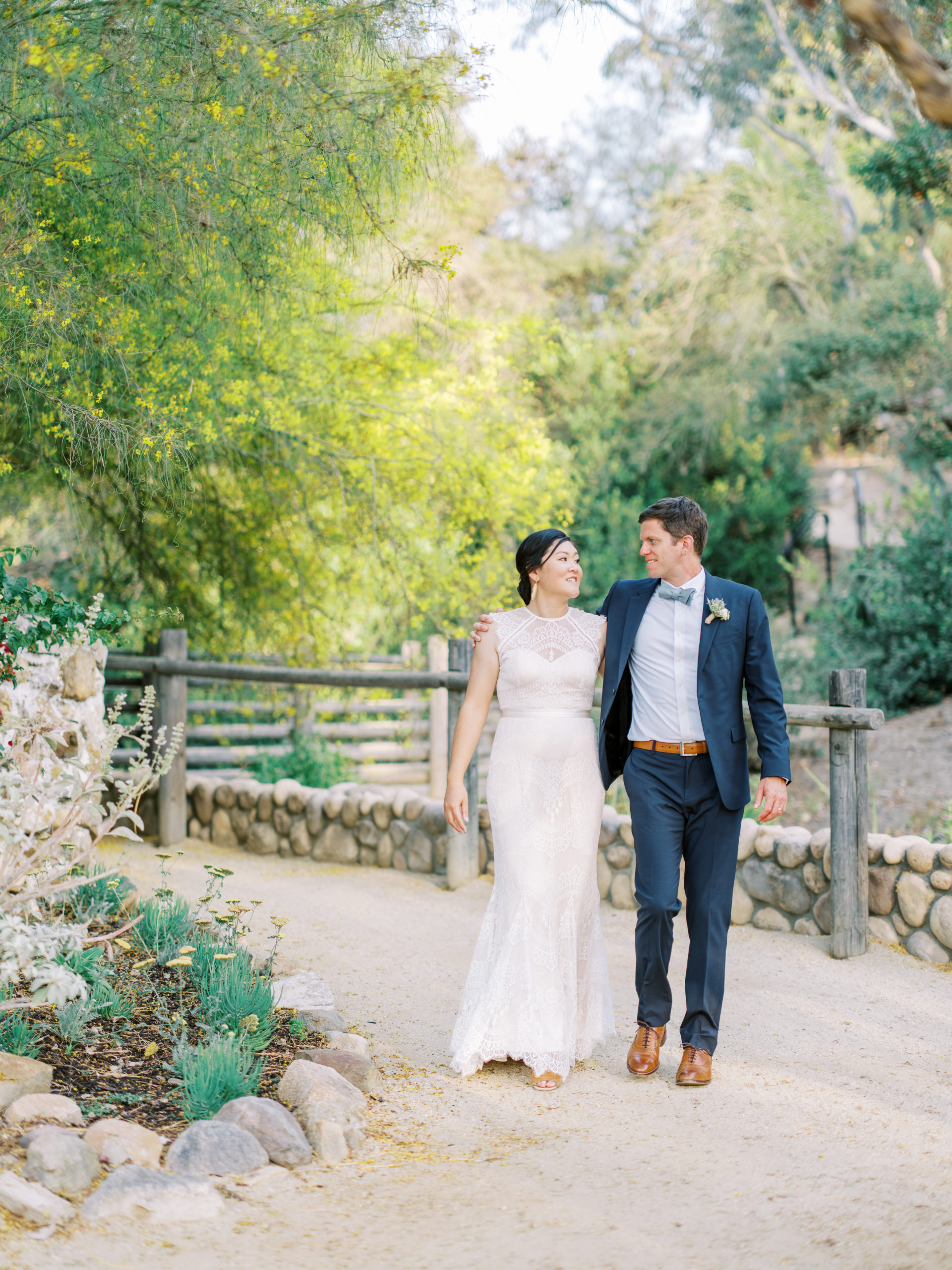 Leo Carrillo Ranch Wedding 2021 bride and groom walk 