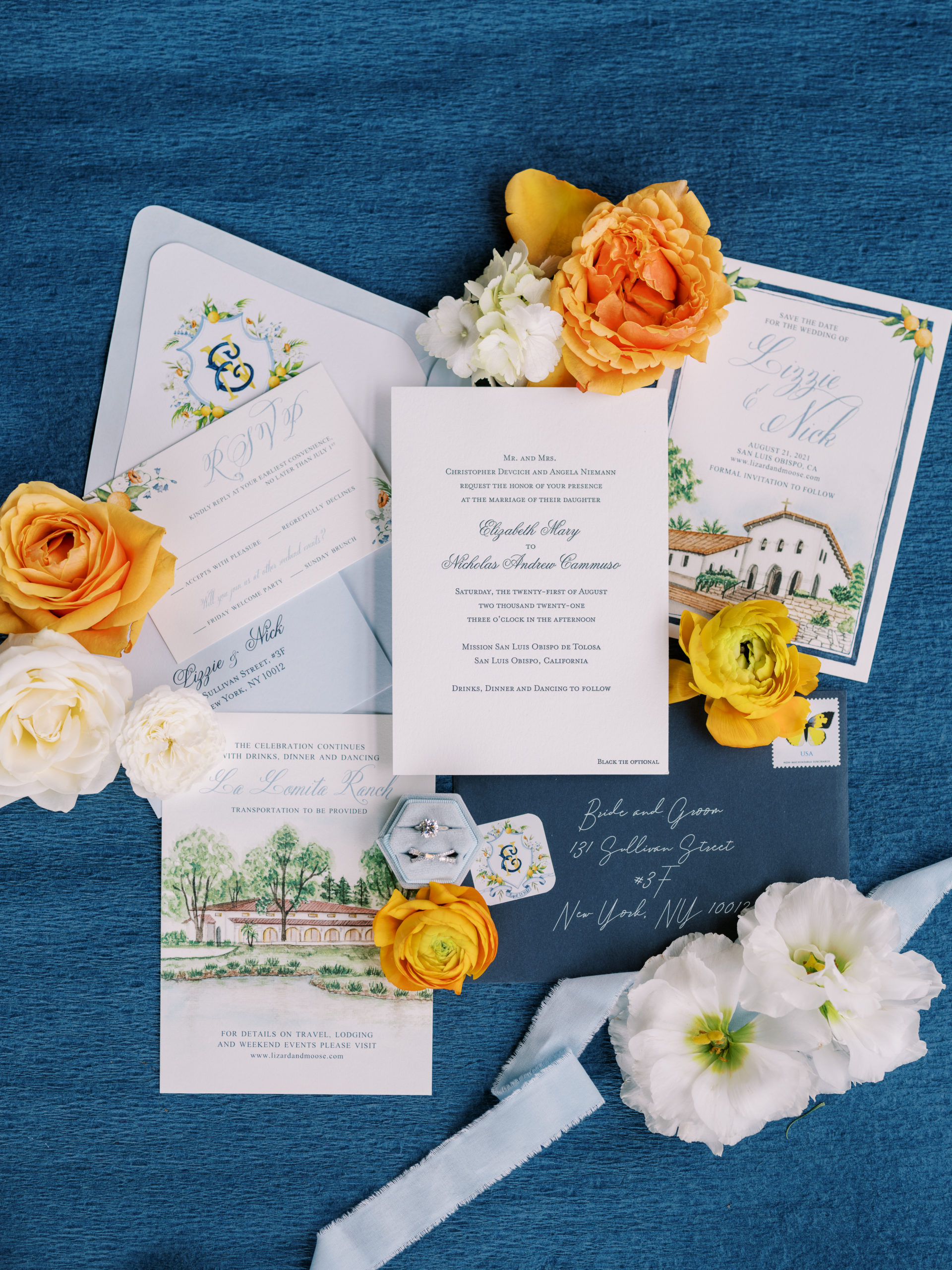 Beautiful flat lay invitations etsy by Mirelle Carmichael inspiration pinterest La Lomita Ranch wedding