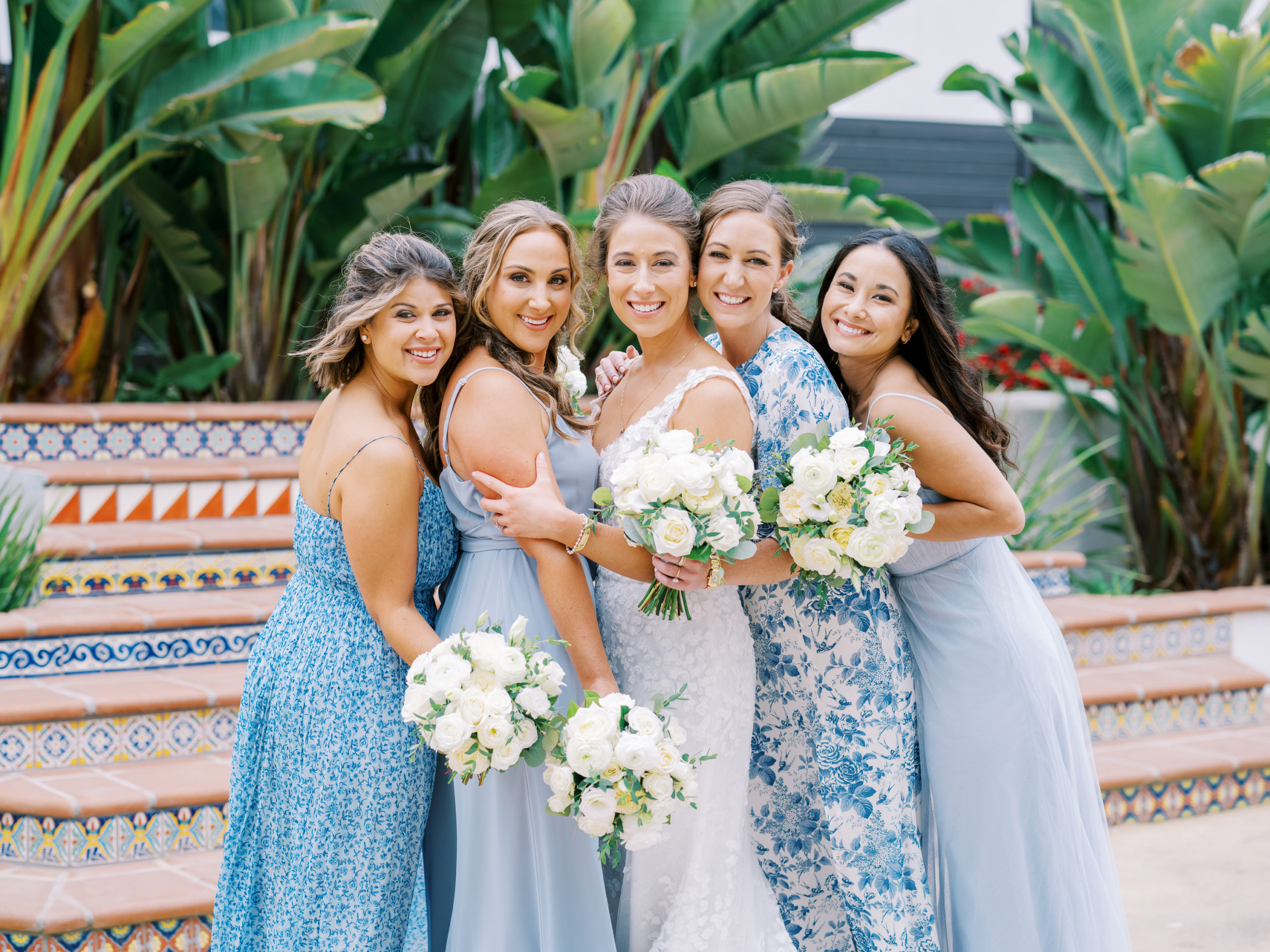 Lizzie and Bridal Party on wedding day at La lomita ranch wedding
