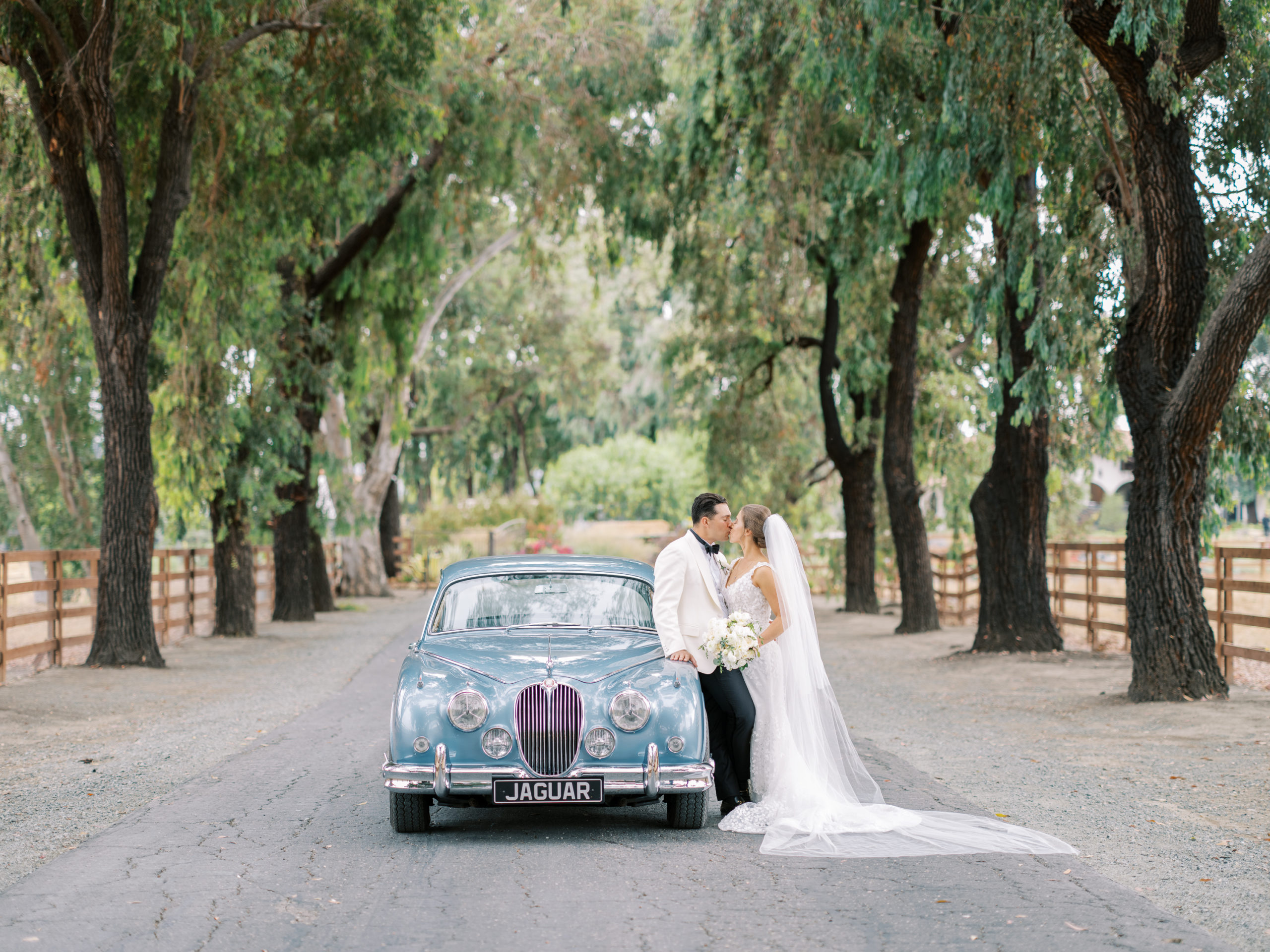 La Lomita Ranch wedding with vintage car by Mirelle Carmichael Photography