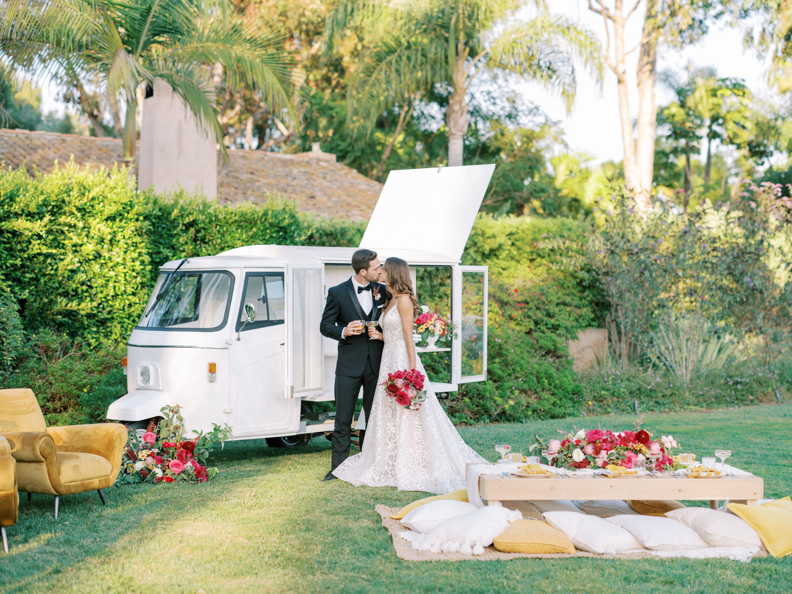 2021 rancho valencia wedding by san diego photographer mirelle carmichael magenta and yellow