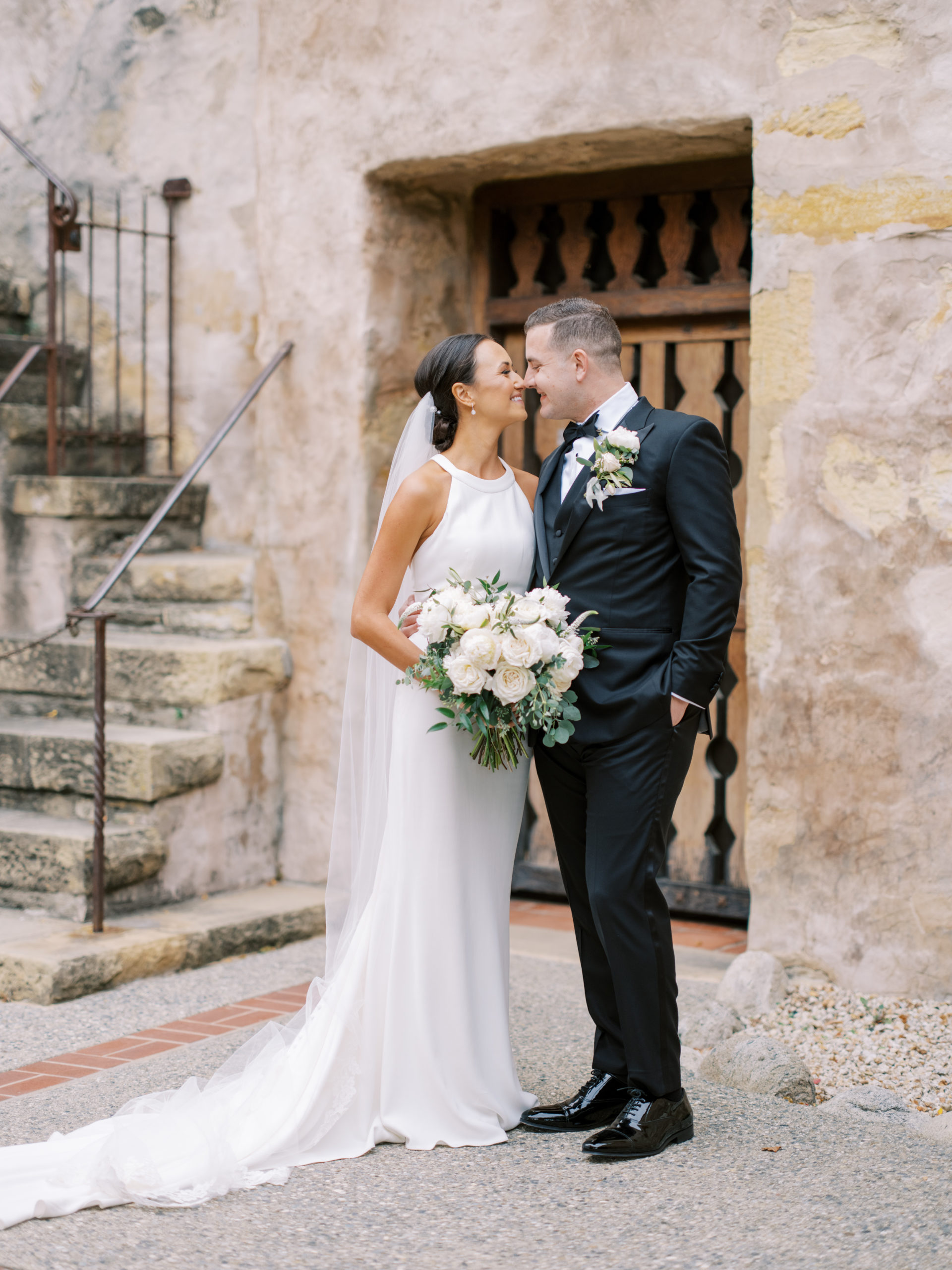 Folktale Winery Wedding and Carmel Mission Ceremony in courtyard