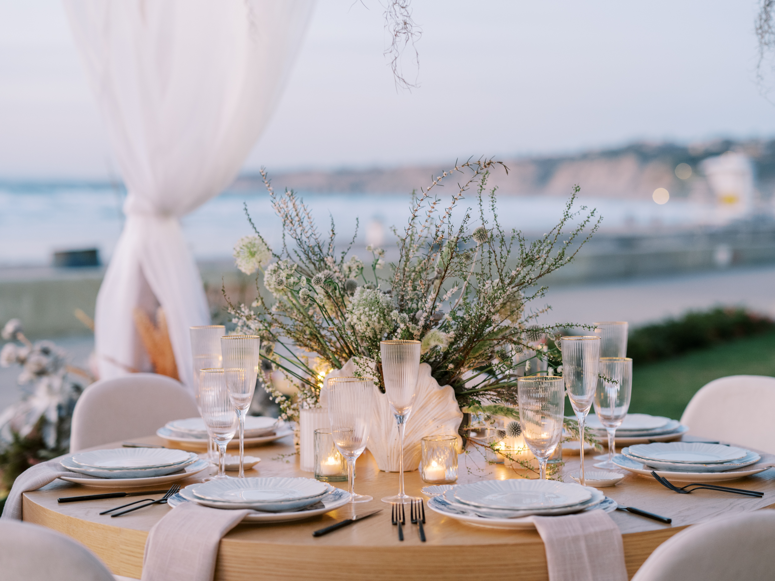 Dinner design at La Jolla Shores wedding shoot