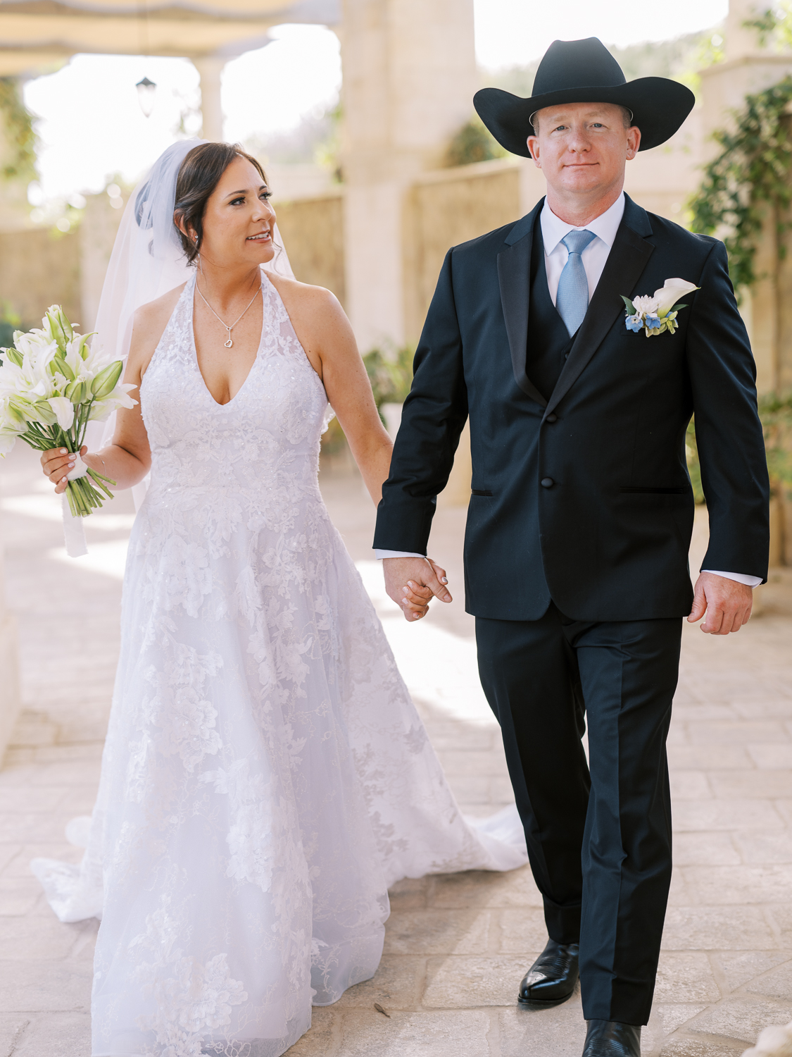 Elegant vineyard wedding dress with lace train