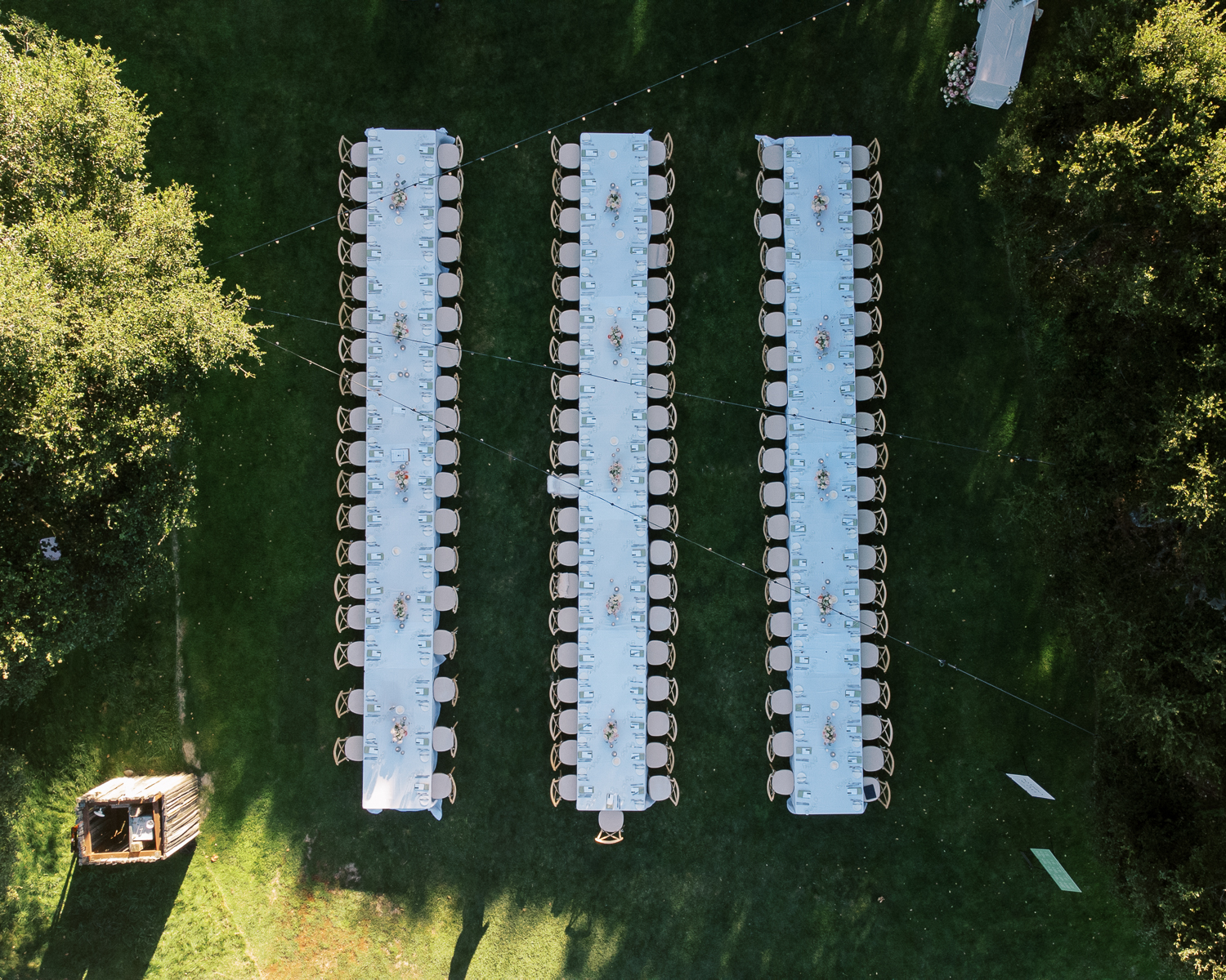 Aerial view of Vineyard Lawn reception at Carmel Valley Ranch