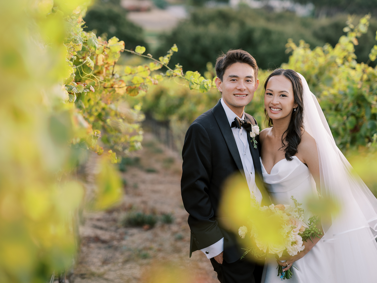 Bride and groom portraits during sunset at Carmel Valley Ranch
