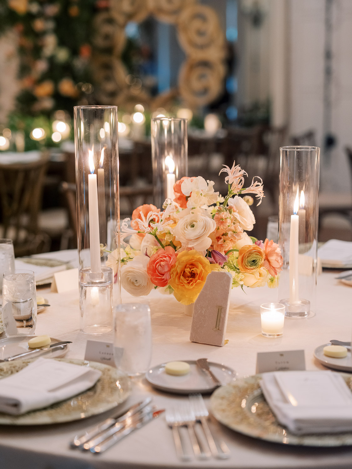 view of guest reception table in terrace ballroom at rancho valencia
